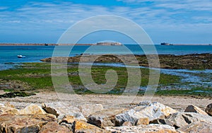 The bay of Cherbourg in the Cotentin in Normandy (France)