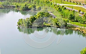 The bay and dock of the lake in Changsha West Lake Park