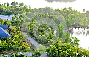 The bay and dock of the lake in Changsha West Lake Park