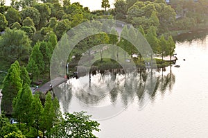 The bay and dock of the lake in Changsha West Lake Park