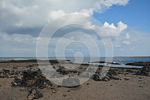 Bay full of volcanic stones in Bajo Ballena. El Cotillo La Oliva Fuerteventura Canary Islands