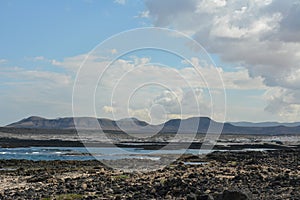 Bay full of volcanic stones in Bajo Ballena. El Cotillo La Oliva Fuerteventura Canary Islands