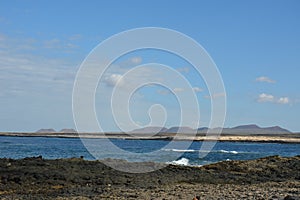 Bay full of volcanic stones in Bajo Ballena. El Cotillo La Oliva Fuerteventura Canary Islands