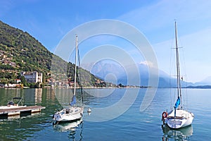 Bay of Gravedona at Lake Como, Italy
