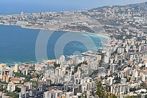 Bay of Jounieh, Ghazir,  Maameltein and Tabarja  aerial view,  on the mediterranee, Lebanon