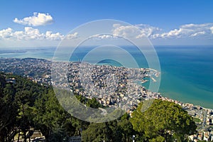 The bay of Jounieh from Harissa Hill, Lebanon