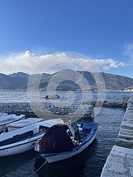 Bay of Kotor near the city Tivat. Montenegro, spring