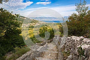 Bay in Krk Island with view to Baska, Croatia