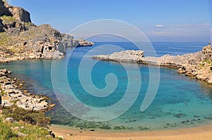 Bay in Lindos. The island of Rhodes.