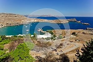 Bay of the Lindos town. Rhodes. Greece