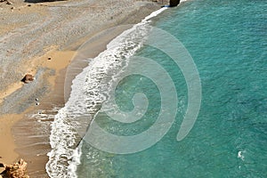 Bay with lonely Beach on kalymnos Island greece