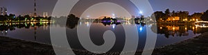 Bay Mau Lake inside the Union Park Hanoi Vietnam Panorama at night