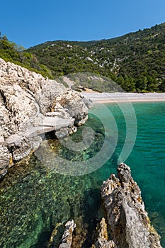 Bay near Lubenice on a sunny day in spring