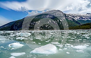 Bay near Pia Glacier in Parque Nacional Alberto de Agostini in the Beagle Channel of Patagonia photo