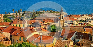 The bay and the old town of Menton on the French Riviera
