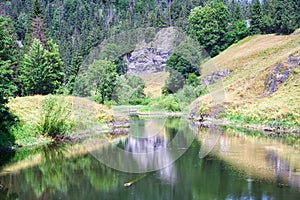 The bay of Palcmanska Masa water dam in Slovak Paradise national park