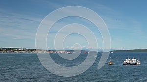 Bay at Quellon at the coastline of the pacific ocean