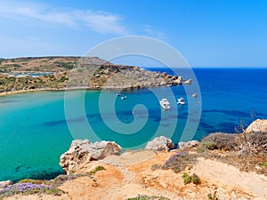 Bay by the Riviera Beach Ghajn Tuffieha. Malta