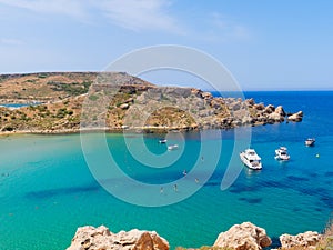 Bay by the Riviera Beach Ghajn Tuffieha. Malta