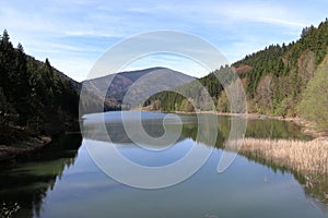 Bay of the Sance dam reservoir in the Beskydy Mountains in the Czech Republic.