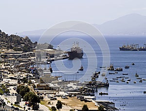 Bay with ships and boats