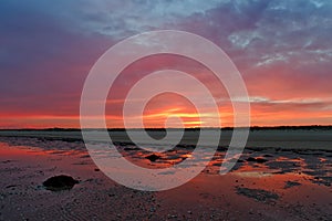 Bay of Sienne sunrise in Cotentin coast