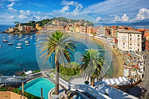 Bay of Silence in Sestri Levante Old town, Italy photo