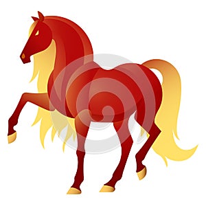 Bay stylized horse with golden mane and tail photo