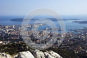 Bay of Toulon and city on french riviera