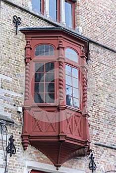 Bay Window Corner of Academiestraat and Spanjaardstraat Bruges.