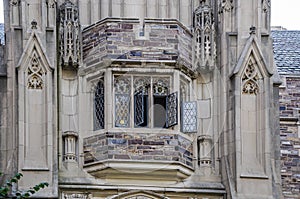 Bay window in the wall of the tower of medieval castle