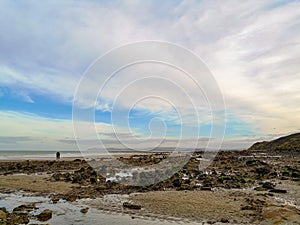 The bay of Wissant in between Cap Gris-nez and Cap Blanc-nez during low tide photo