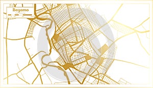 Bayamo Cuba City Map in Retro Style in Golden Color. Outline Map photo