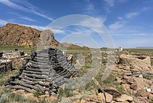 Graveyard in Mongolia with Graves