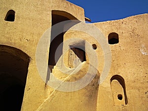 Adobe made stairway in Bayazeh Castle near Yazd , Iran photo