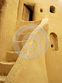 Adobe made stairway in Bayazeh Castle near Yazd , Iran photo