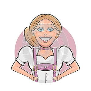 Bavarian girl in pink lederhosen photo