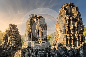 Bayon Angkor with stone faces Siem Reap, Cambodia