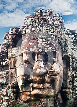 The Bayon Khmer temple at Angkor in Cambodia.