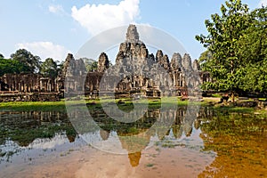 Bayon, the most notable temple at Angkor Thom, Cambodia