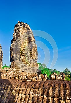 Bayon temple in Angkor Thom. Siem Reap. Cambodia. Panorama