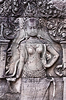 Bayon Temple Apsara Bas-Relief in Angkor