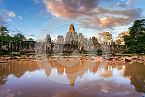 Bayon Temple with giant stone faces, Angkor Wat, Siem Reap, Cambodia