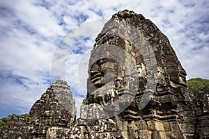 Bayon temple smiling buddha face Angkor Wat Siem Reap Cambodia South East Asia