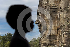 Bayon temple smiling buddha face Angkor Wat Siem Reap Cambodia South East Asia