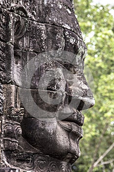 Bayon temple smiling buddha face Angkor Wat Siem Reap Cambodia South East Asia