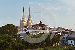 Bayonne, France cityscape with cathedral