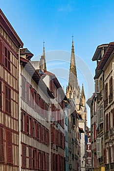 Bayonne in the pays Basque, typical facades