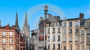 Bayonne in the pays Basque, typical facades