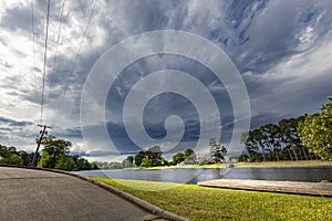 Bayou Desiard under stormy clouds